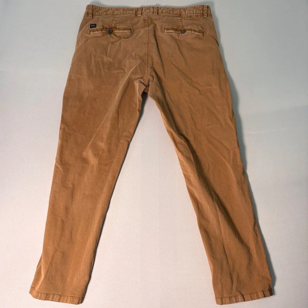 Roark Revival Men Brown Chino Pants Straight Leg Cotton Twill Size 38 SKU 264